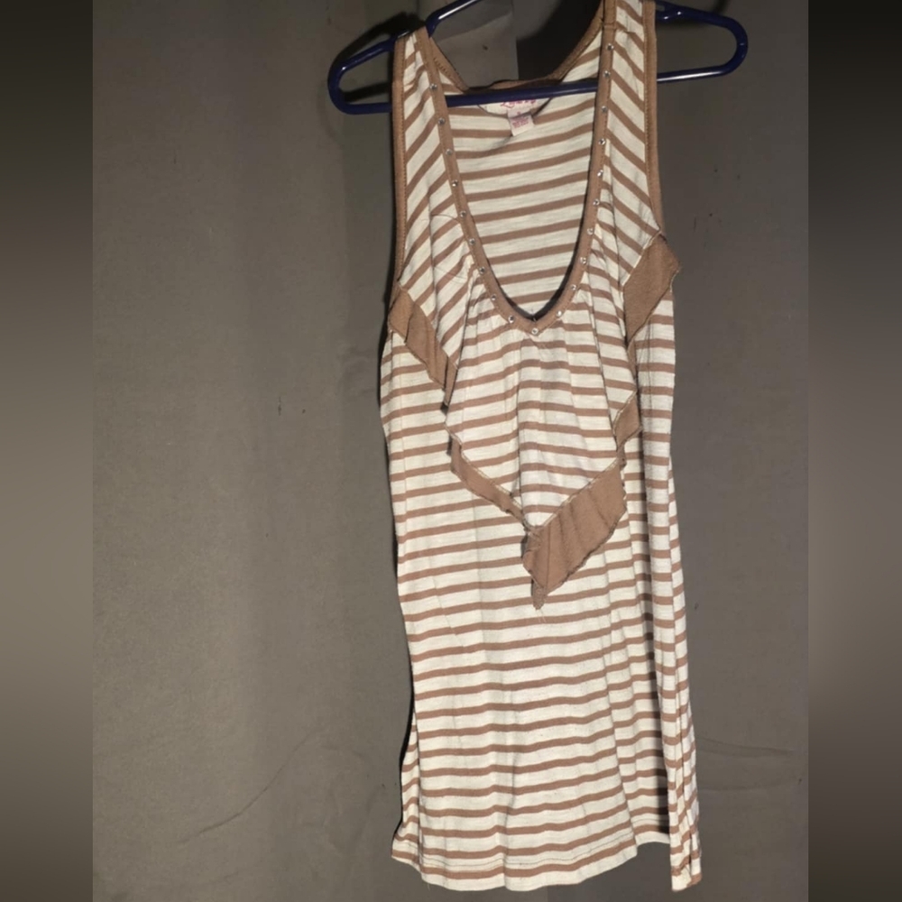 Striped Tan and White Women's Top